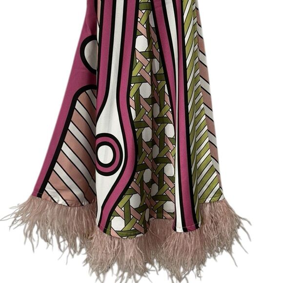 Dixie Collection Printed Green & Pink Mini Lightweight Sleeveless Dress(Size XS) - Picture 5 of 8